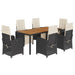Set mobilier de grădină cu perne, 7 piese, negru, poliratan - WALTI WALTI