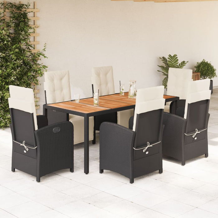 Set mobilier de grădină cu perne, 7 piese, negru, poliratan - WALTI WALTI