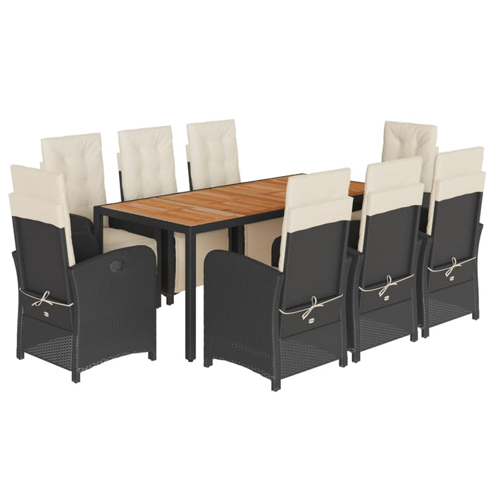 Set mobilier de grădină cu perne, 9 piese, negru, poliratan - WALTI WALTI