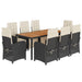 Set mobilier de grădină cu perne, 9 piese, negru, poliratan - WALTI WALTI