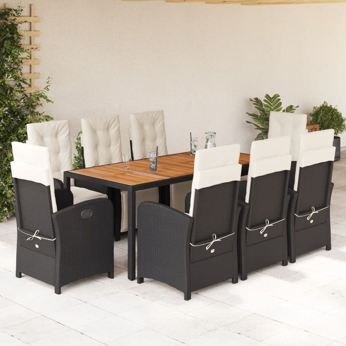 Set mobilier de grădină cu perne, 9 piese, negru, poliratan - WALTI WALTI