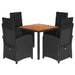 Set mobilier de grădină cu perne, 5 piese, negru, poliratan - WALTI WALTI