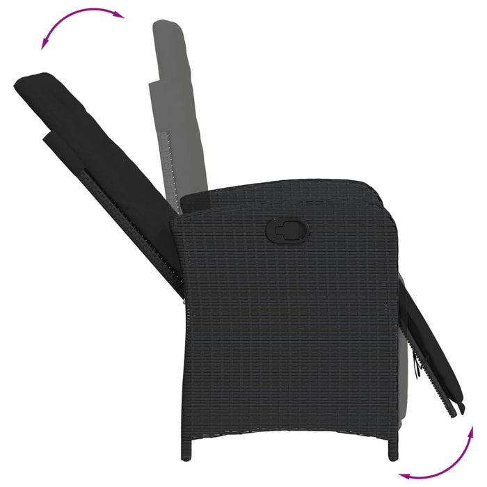 Set mobilier de grădină cu perne, 7 piese, negru, poliratan WALTI