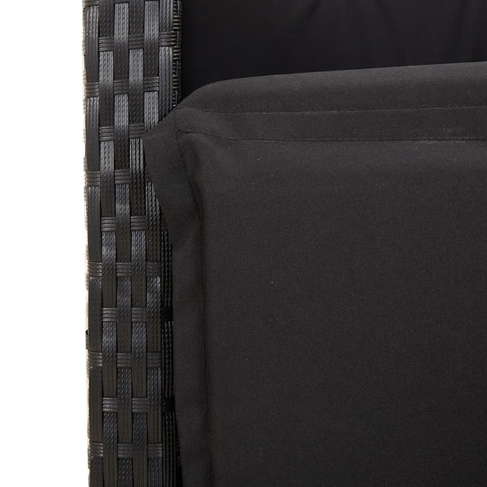 Set mobilier de grădină cu perne, 7 piese, negru, poliratan WALTI