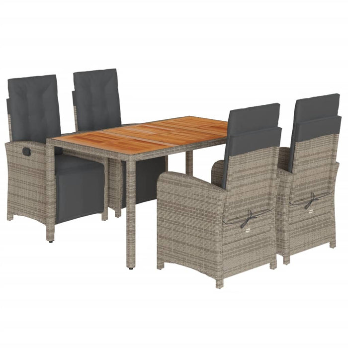 Set mobilier de grădină cu perne, 5 piese, gri, poliratan WALTI