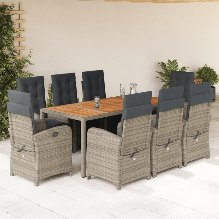 Set mobilier grădină cu perne, 9 piese, gri, poliratan - WALTI WALTI