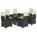 Set mobilier de grădină cu perne, 7 piese, negru, poliratan - WALTI WALTI