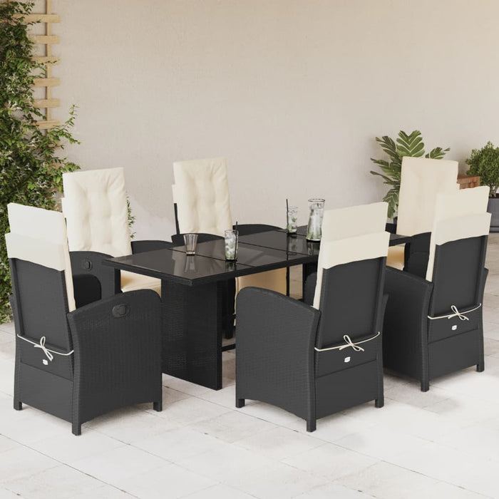 Set mobilier de grădină cu perne, 7 piese, negru, poliratan - WALTI WALTI