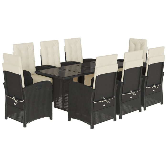 Set mobilier de grădină cu perne, 9 piese, negru, poliratan - WALTI WALTI