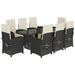 Set mobilier de grădină cu perne, 9 piese, negru, poliratan - WALTI WALTI