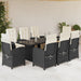 Set mobilier de grădină cu perne, 9 piese, negru, poliratan - WALTI WALTI