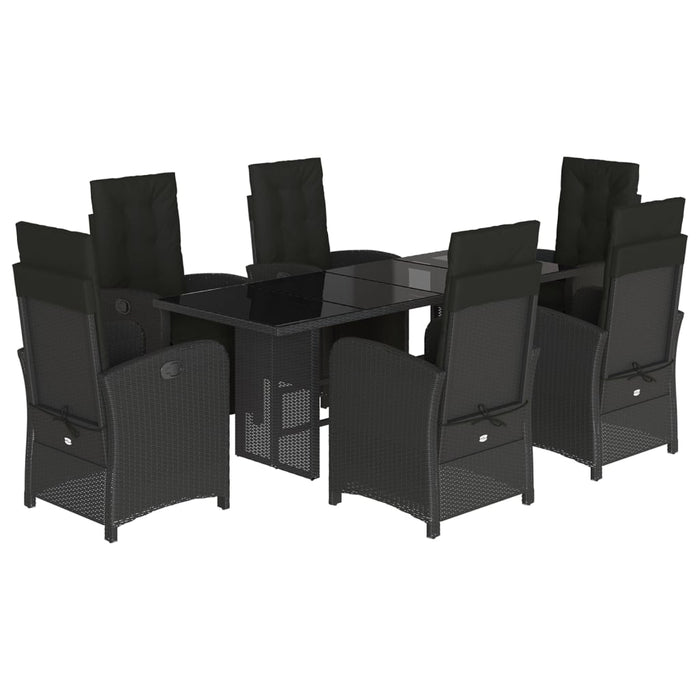 Set mobilier de grădină cu perne, 7 piese, negru, poliratan WALTI