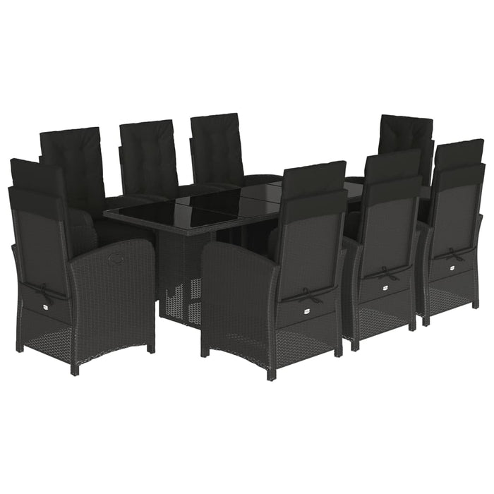 Set mobilier de grădină cu perne, 9 piese, negru, poliratan - WALTI WALTI