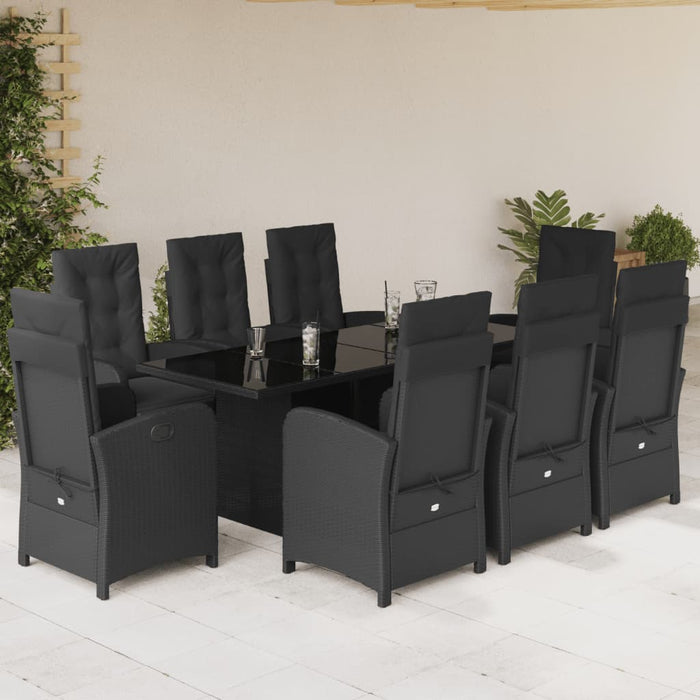 Set mobilier de grădină cu perne, 9 piese, negru, poliratan - WALTI WALTI