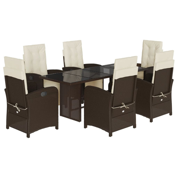 Set mobilier de grădină cu perne, 7 piese, maro, poliratan WALTI