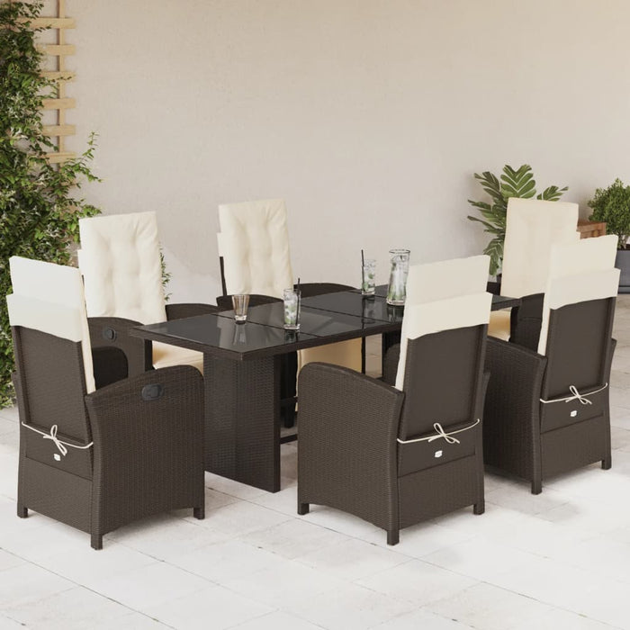 Set mobilier de grădină cu perne, 7 piese, maro, poliratan WALTI