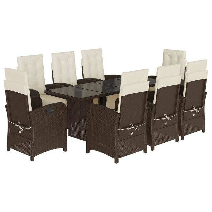 Set mobilier de grădină cu perne, 9 piese, maro, poliratan WALTI