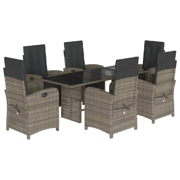Set mobilier de grădină cu perne, 7 piese, gri, poliratan WALTI
