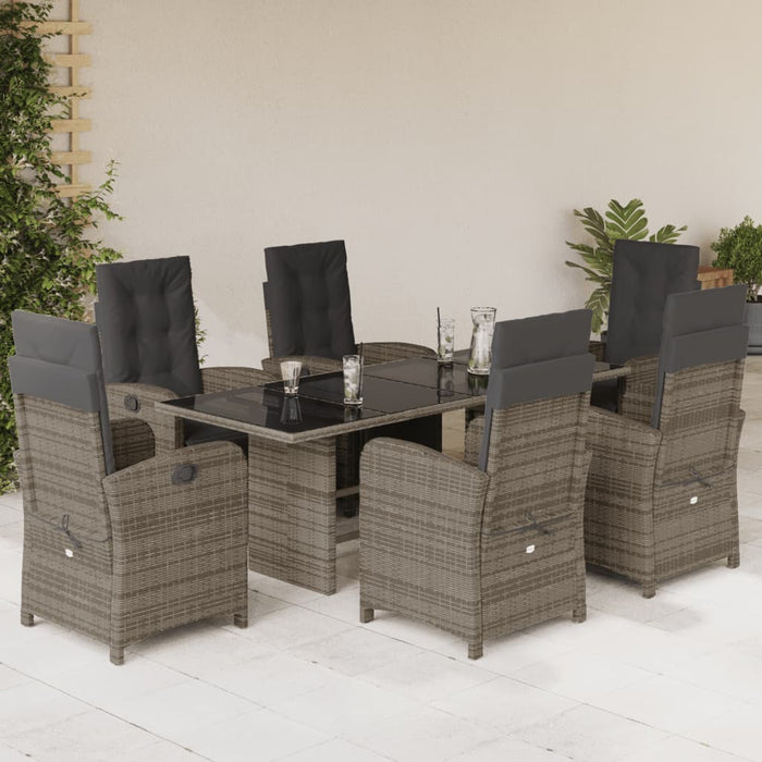 Set mobilier de grădină cu perne, 7 piese, gri, poliratan WALTI