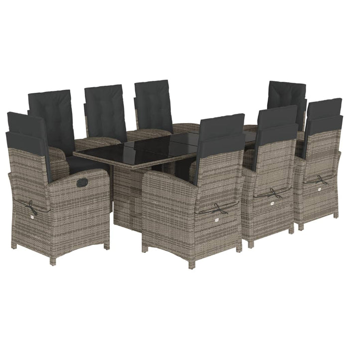 Set mobilier grădină cu perne, 9 piese, gri, poliratan - WALTI WALTI