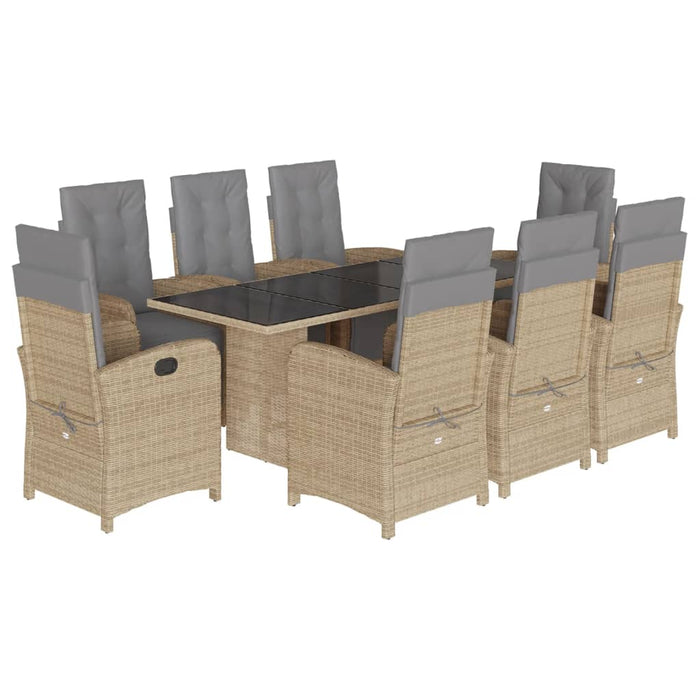 Set de masă pentru grădină, 9 piese, cu perne, bej, poliratan - WALTI WALTI