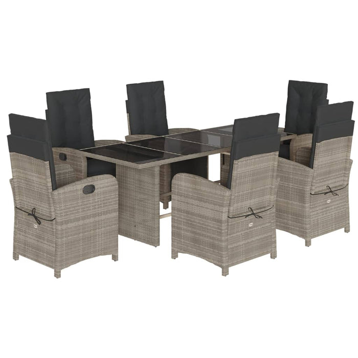 Set mobilier de grădină cu perne, 7 piese gri deschis poliratan - WALTI WALTI