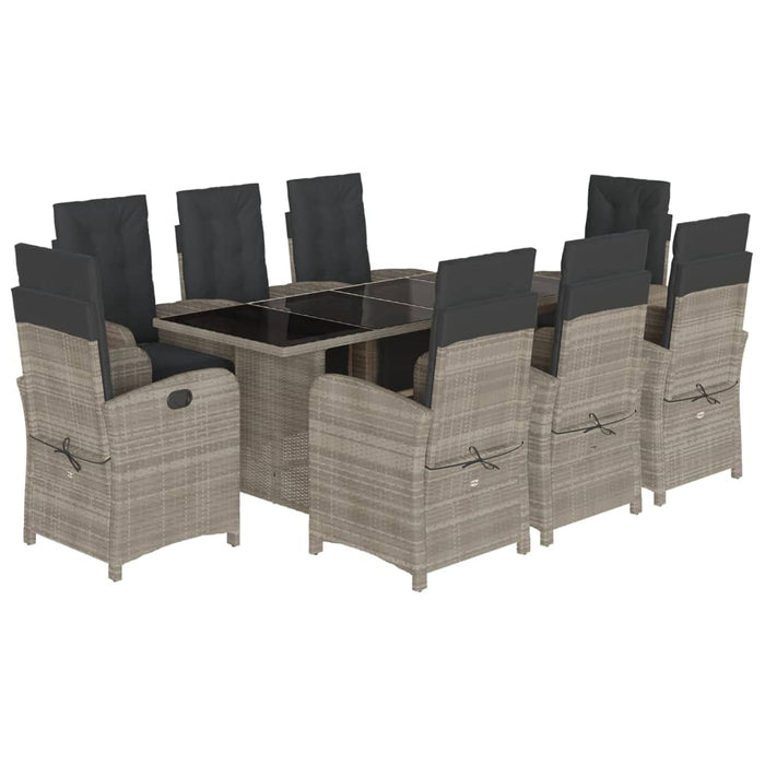 Set mobilier grădină cu perne, 9 piese, gri deschis, poliratan - WALTI WALTI