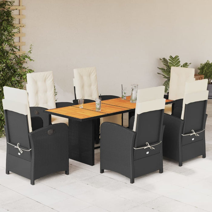 Set mobilier de grădină cu perne, 7 piese, negru, poliratan - WALTI WALTI