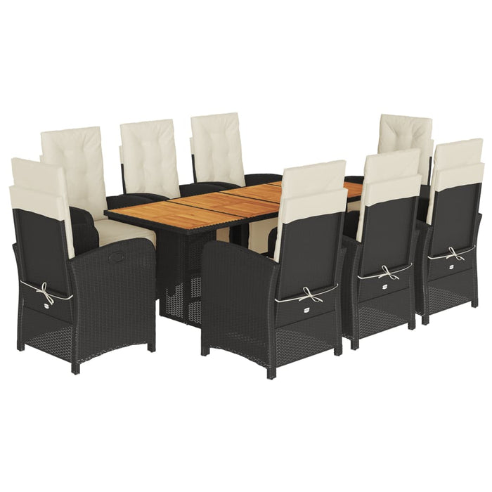 Set mobilier de grădină cu perne, 9 piese, negru, poliratan - WALTI WALTI