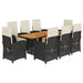 Set mobilier de grădină cu perne, 9 piese, negru, poliratan - WALTI WALTI