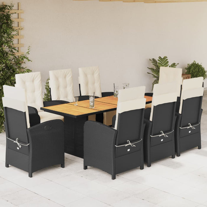 Set mobilier de grădină cu perne, 9 piese, negru, poliratan - WALTI WALTI