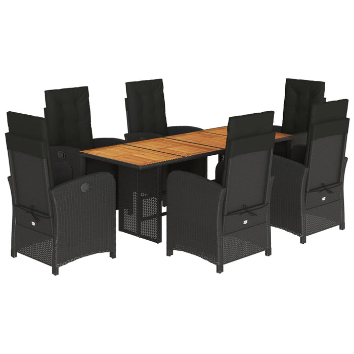 Set mobilier de grădină cu perne, 7 piese, negru, poliratan - WALTI WALTI