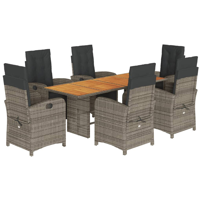 Set mobilier de grădină cu perne, 7 piese, gri, poliratan WALTI