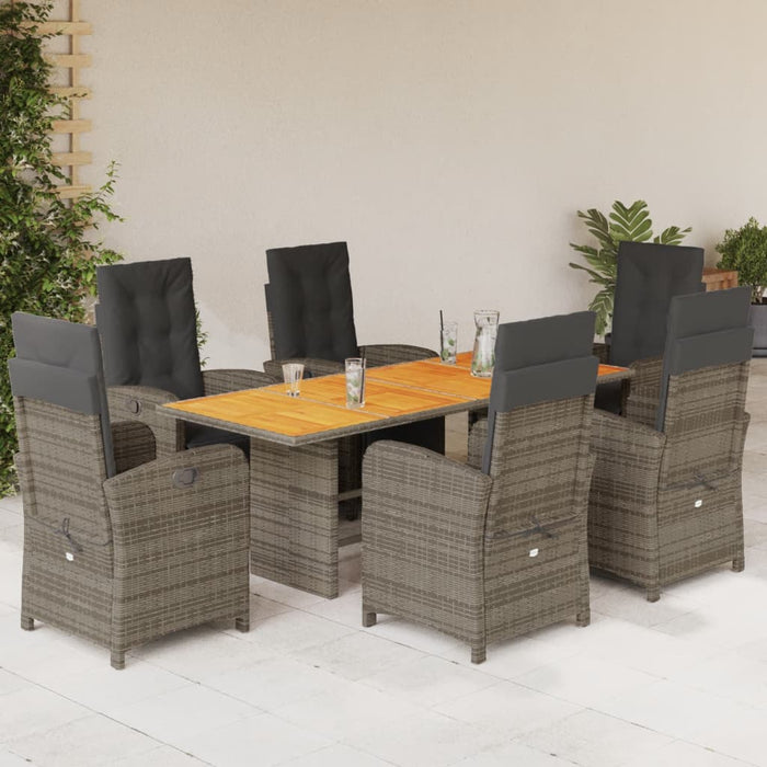 Set mobilier de grădină cu perne, 7 piese, gri, poliratan WALTI