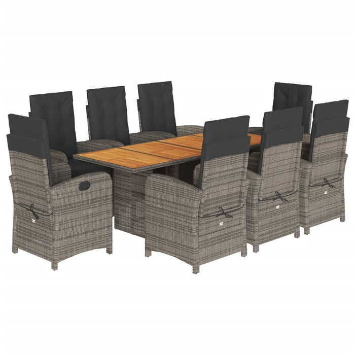 Set mobilier grădină cu perne, 9 piese, gri, poliratan WALTI