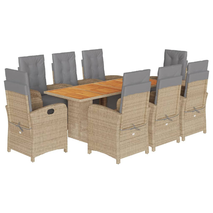 Set de masă pentru grădină, 9 piese, cu perne, bej, poliratan - WALTI WALTI
