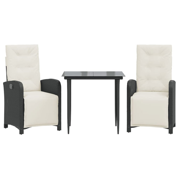 Set bistro cu perne, 3 piese, negru, poliratan - WALTI WALTI