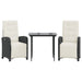 Set bistro cu perne, 3 piese, negru, poliratan - WALTI WALTI