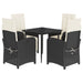 Set mobilier de grădină cu perne, 5 piese, negru, poliratan - WALTI WALTI