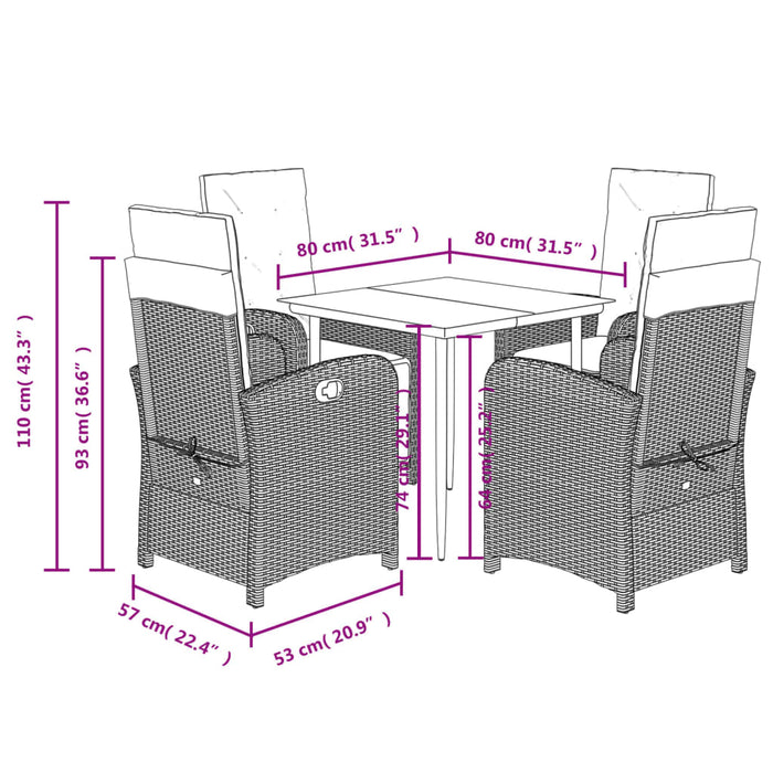 Set mobilier de grădină cu perne, 5 piese, negru, poliratan - WALTI WALTI