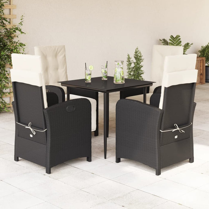 Set mobilier de grădină cu perne, 5 piese, negru, poliratan - WALTI WALTI