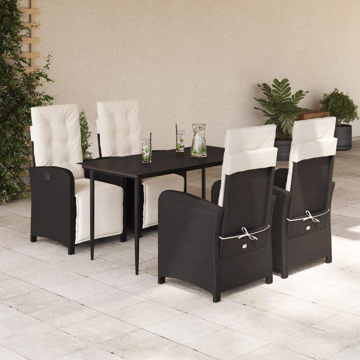 Set mobilier de grădină cu perne, 5 piese, negru, poliratan - WALTI WALTI