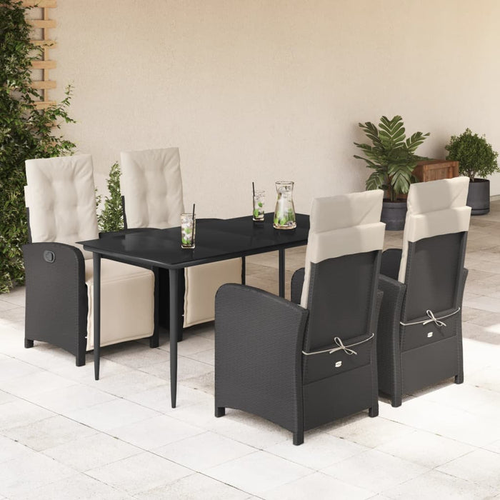 Set mobilier de grădină cu perne, 5 piese, negru, poliratan - WALTI WALTI