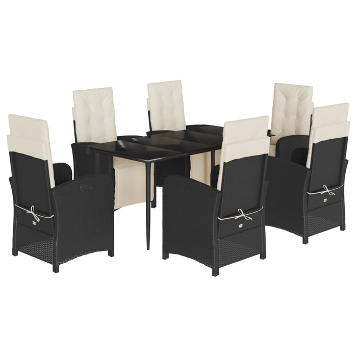 Set mobilier de grădină cu perne, 7 piese, negru, poliratan - WALTI WALTI