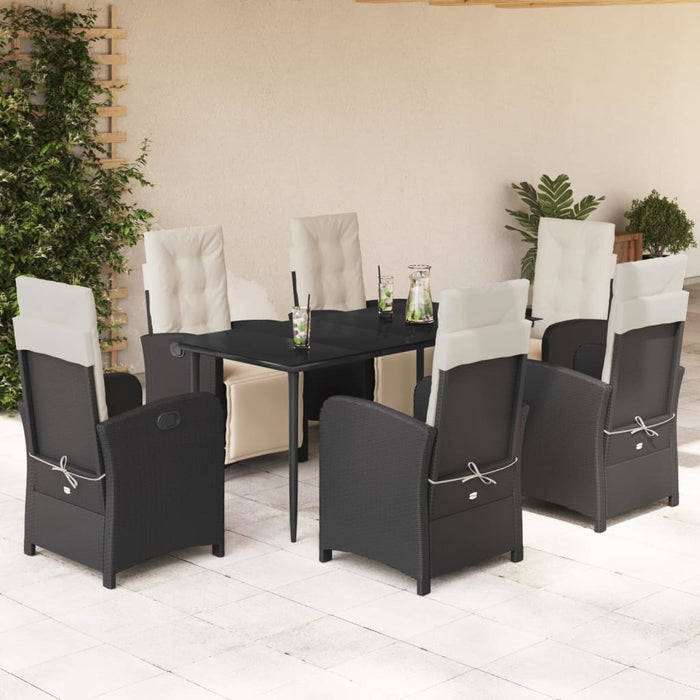 Set mobilier de grădină cu perne, 7 piese, negru, poliratan - WALTI WALTI