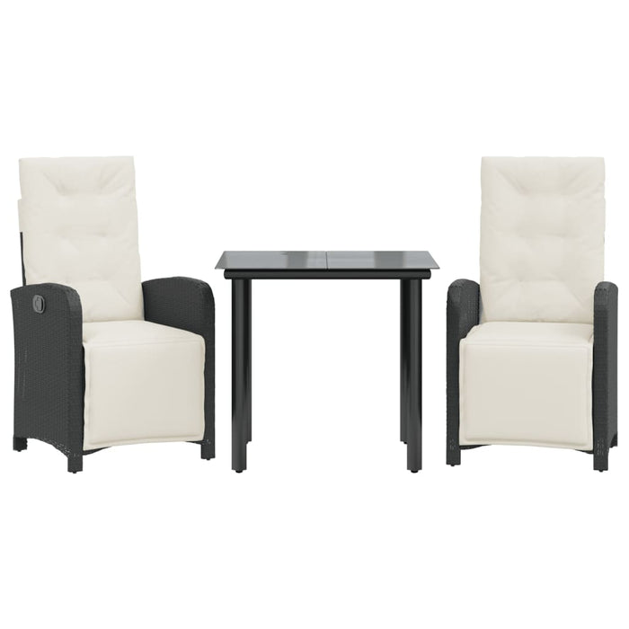 Set bistro cu perne, 3 piese, negru, poliratan - WALTI WALTI