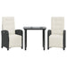 Set bistro cu perne, 3 piese, negru, poliratan - WALTI WALTI