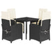 Set mobilier de grădină cu perne, 5 piese, negru, poliratan - WALTI WALTI