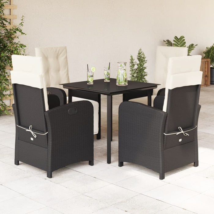 Set mobilier de grădină cu perne, 5 piese, negru, poliratan - WALTI WALTI