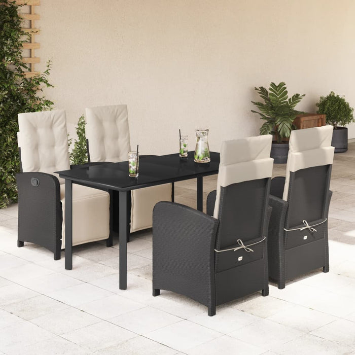 Set mobilier de grădină cu perne, 5 piese, negru, poliratan - WALTI WALTI